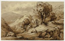 Mountainous Landscape with Two Figures in Foreground, n.d. Creator: James Robertson