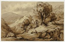 Mountainous Landscape with Two Figures in Foreground, n.d. Creator: James Robertson