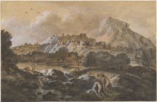 Mountainous River Landscape with Bathers, 1752/1770. Creator: Francesco Zuccarelli