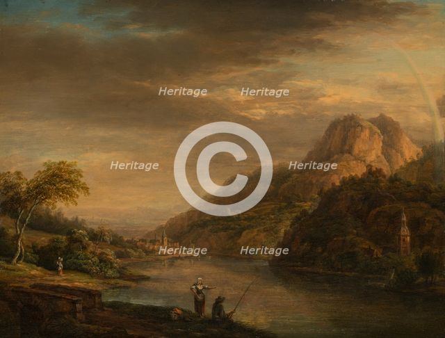 Mountainous River Landscape with Rainbow, 18th century. Creator: Christian Georg Schutz.