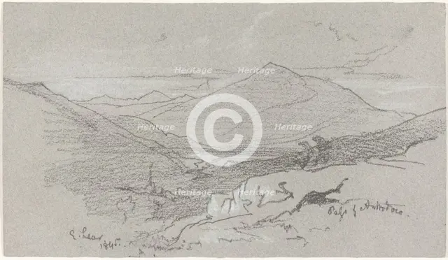 Mountainous View from Antrodoco, 1845. Creator: Edward Lear.