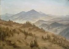 Mountains in the Rising Fog, c1835. Creator: Caspar David Friedrich