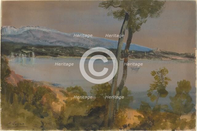 Mountains Seen beyond a Lake. Creator: Alphonse Legros.