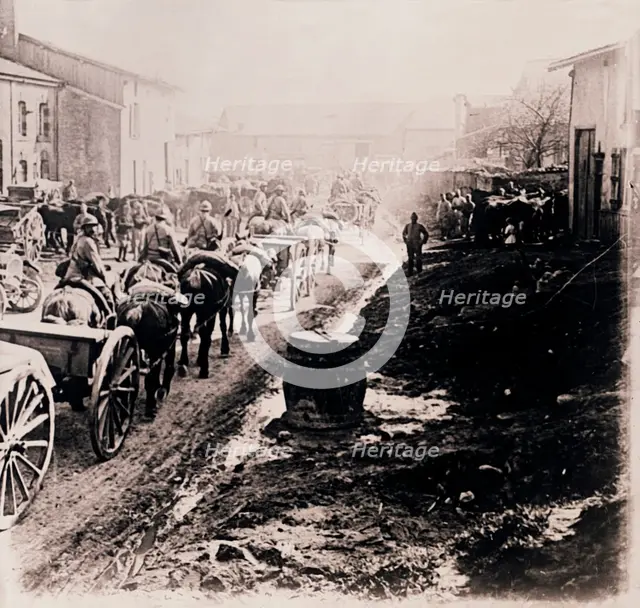Mounted troops with wagons, c1914-c1918. Artist: Unknown.