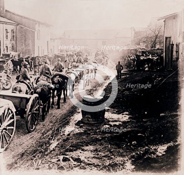 Mounted troops with wagons, c1914-c1918. Artist: Unknown.