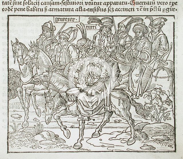 Mounted Turks, published 1486. Creator: Erhard Reuwich.