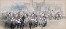 Mounted Escort at St James's Palace London, 1848. Artist: Sir John Gilbert