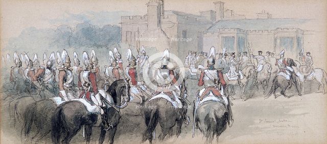 'Mounted Escort at St James's Palace', London, 1848. Artist: Sir John Gilbert