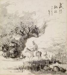 Mounted Figure in Landscape, 1900-1950. Creator: Unknown