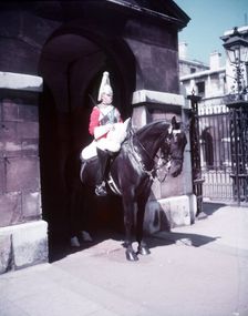 Mounted Horse Guard, Whitehall, London, c1955. Creator: Arthur Charles Kirby Ware
