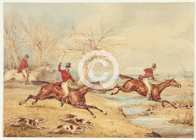 Mounted Hunters with Dogs, 1830/40. Creator: Henry Thomas Alken.