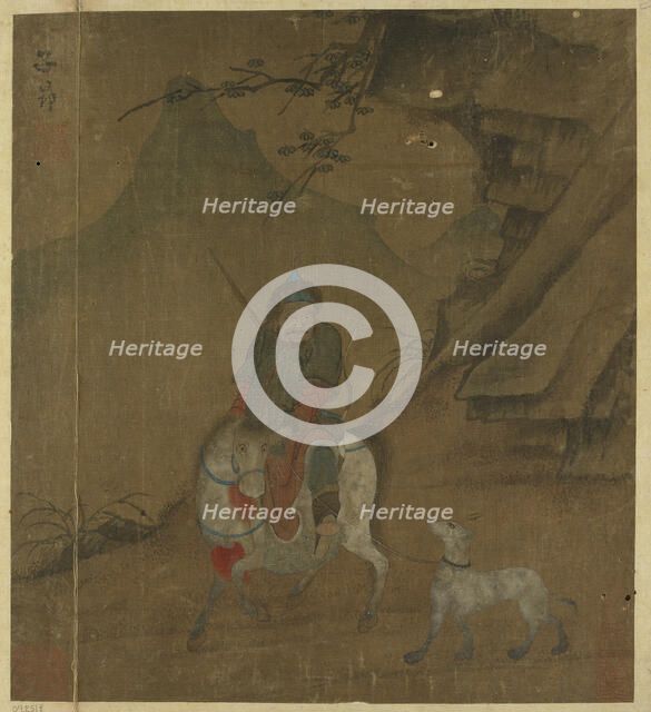 Mounted huntsman leading a dog, Ming dynasty, 1368-1644. Creator: Unknown.