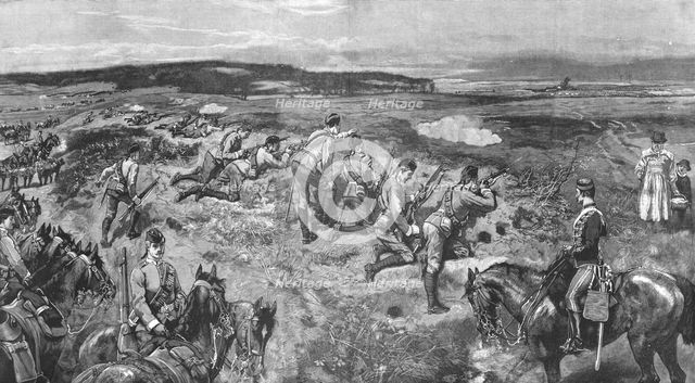 ''Mounted Infantry Manoeuvring at Aldershot', 1890. Creator: W Small.