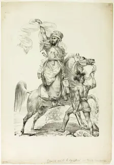 Mounted Mameluke Chieftain Calling for Aid, 1817. Creator: Antoine-Jean Gros