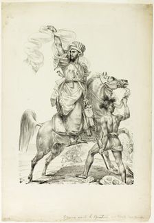 Mounted Mameluke Chieftain Calling for Aid, 1817. Creator: Antoine-Jean Gros