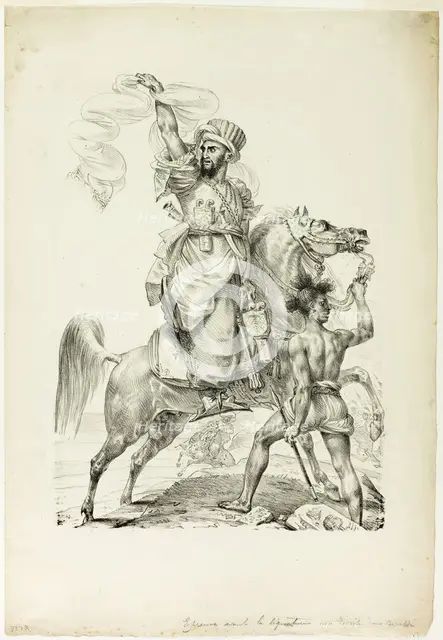 Mounted Mameluke Chieftain Calling for Aid, 1817. Creator: Antoine-Jean Gros.