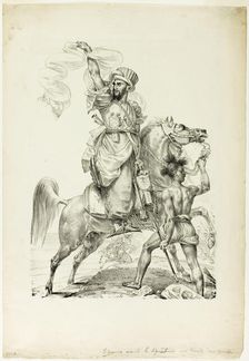 Mounted Mameluke Chieftain Calling for Aid, 1817. Creator: Antoine-Jean Gros