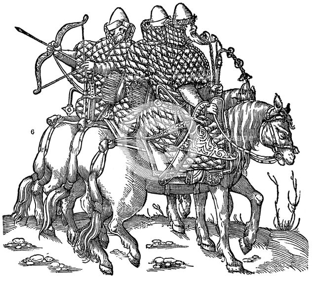 Mounted Muscovite warriors, 1556. Artist: Unknown