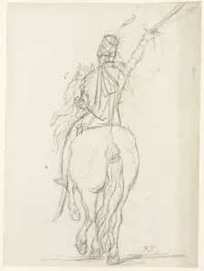 Mounted Officer from the Back, c. 1810. Creator: Jacques-Louis David