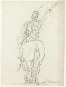 Mounted Officer from the Back, c. 1810. Creator: Jacques-Louis David