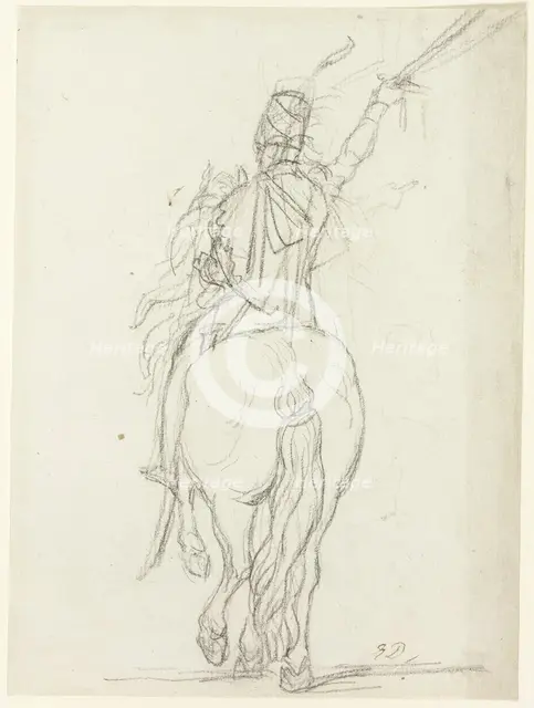 Mounted Officer from the Back, c. 1810. Creator: Jacques-Louis David.