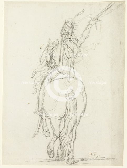 Mounted Officer from the Back, c. 1810. Creator: Jacques-Louis David.