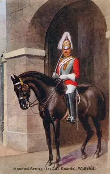 Mounted Sentry (1st Life Guards), Whitehall, 1933. Creator: C.T. Howard