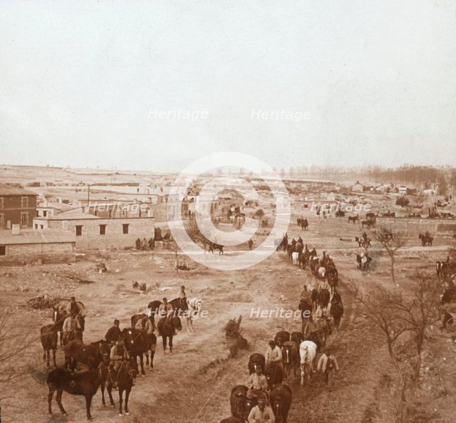 Mounted soldiers, Somme-Tourbe, northern France, c1914-c1918. Artist: Unknown.