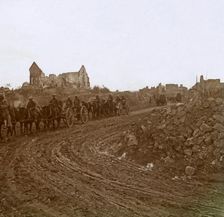 Mounted soldiers, Somme, northern France, c1914-c1918