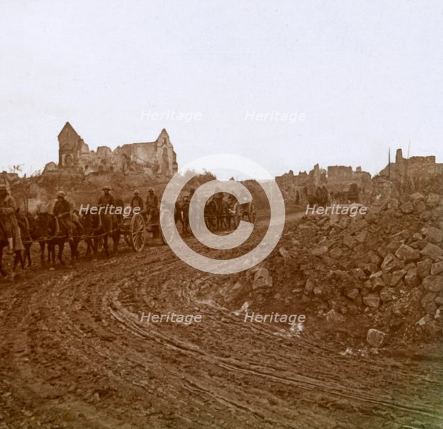 Mounted soldiers, Somme, northern France, c1914-c1918. Artist: Unknown.