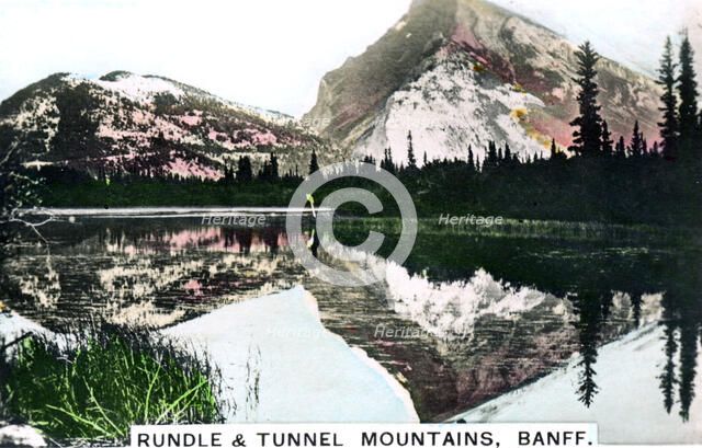 Mounts Rundle and Tunnel, Banff, Alberta, Canada, c1920s.Artist: Cavenders Ltd