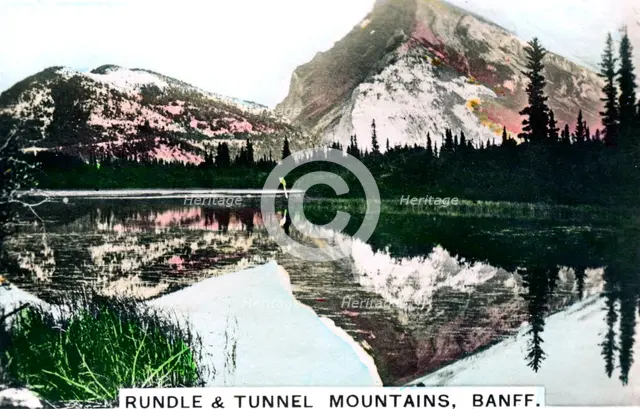 Mounts Rundle and Tunnel, Banff, Alberta, Canada, c1920s.Artist: Cavenders Ltd