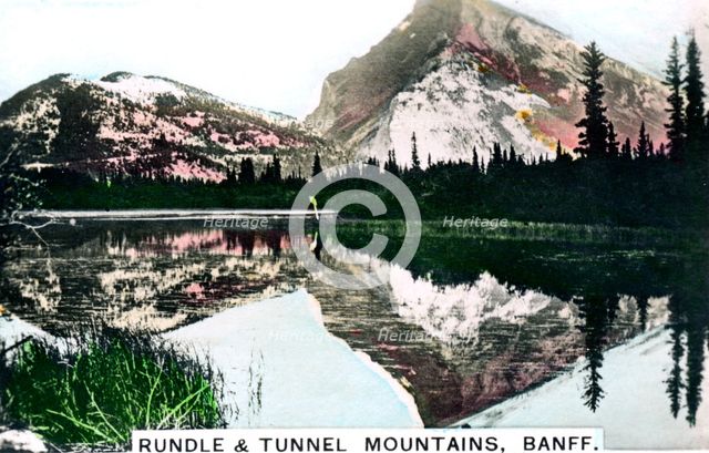 Mounts Rundle and Tunnel, Banff, Alberta, Canada, c1920s.Artist: Cavenders Ltd