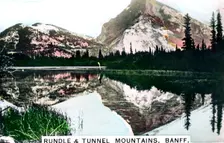 Mounts Rundle and Tunnel, Banff, Alberta, Canada, c1920s.Artist: Cavenders Ltd