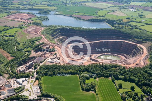Mountsorrel Quarry, a granite quarry renowned for its distinctive pink rock, Leicestershire, 2018. Creator: Damian Grady.