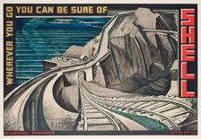 Mousehole, Penzance. "Wherever you go you can be sure of Shell", 1932. Creator: Stuart-Hill, Alexander (1889-1948)