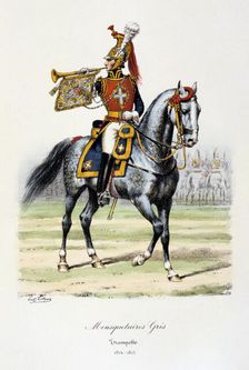 Mousquetaires Gris, Trumpeter 1814-15. Artist: Eugene Titeux