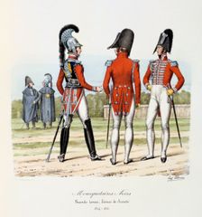 Mousquetaires Noirs, Grande Tenue and Tenue de Socièté, 1814-15 Artist: Eugene Titeux