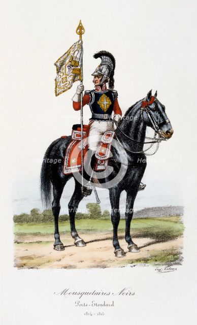 Mousquetaires Noirs, Standard Bearer, 1814-15. Artist: Eugene Titeux