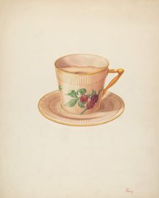 Moustache Cup and Saucer, c. 1940. Creator: Hal Blakeley