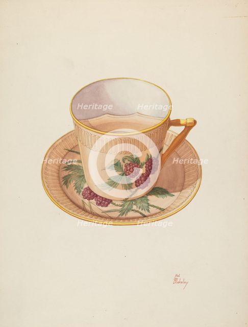 Moustache Cup and Saucer, c. 1940. Creator: Hal Blakeley.