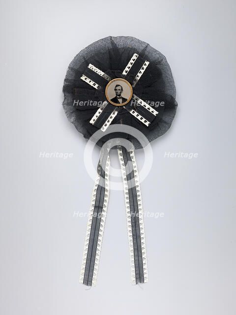 Mourning Corsage with Portrait of Abraham Lincoln, April 1865. Creator: Unknown.