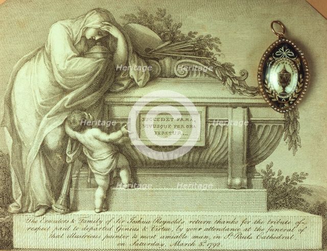 Mourning card and memento of Sir Joshua Reynolds, 1792. Creator: Unknown.