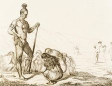 Mourning and supplication of the Indian warriors widows, 16th century, (1841). Creator: Unknown