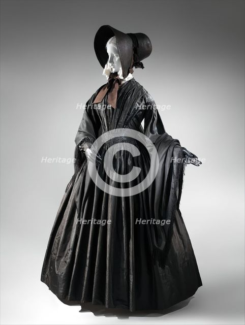 Mourning dress, American, ca. 1845. Creator: Unknown.