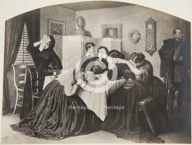 "Mourning News", from the series "Polonia" by Artur Grottger, 19th century, (1905-1911).  Creator: Jan Czernecki.