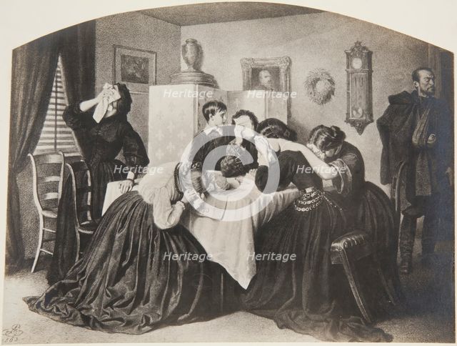 "Mourning News", from the series "Polonia" by Artur Grottger, 19th century, (1905-1911).  Creator: Jan Czernecki.