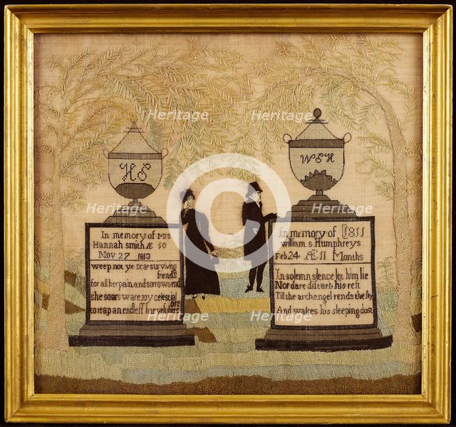 Mourning Sampler, Massachusetts, c. 1815. Creator: Unknown.