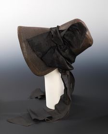Mourning poke bonnet, American, ca. 1840. Creator: Unknown