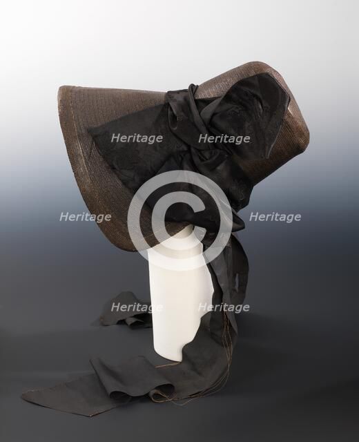 Mourning poke bonnet, American, ca. 1840. Creator: Unknown.